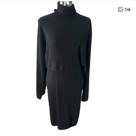 The KOOPLES Black Sweater Dress Cashmere Blend High Neck Turtleneck NWT - Picture 2 of 5